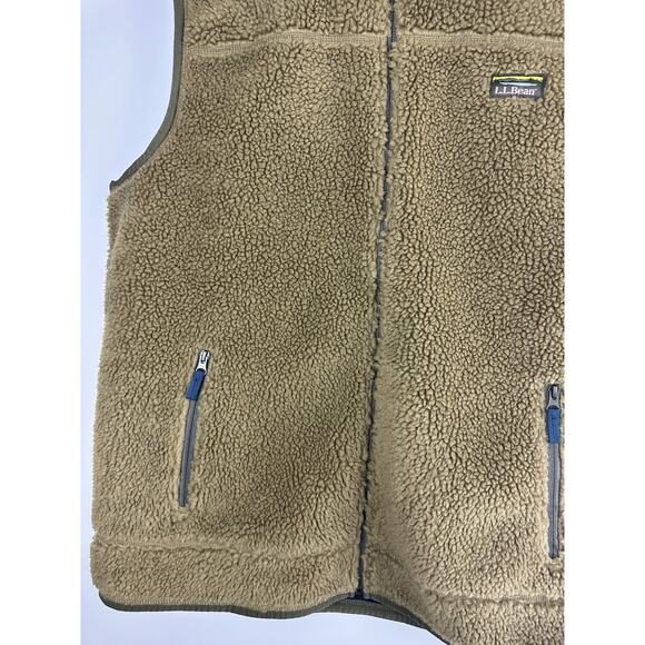 LL Bean Mountain Pile Fleece Vest Sherpa Zip Pockets Fatigue Green Mens XXL Tall - Picture 9 of 14